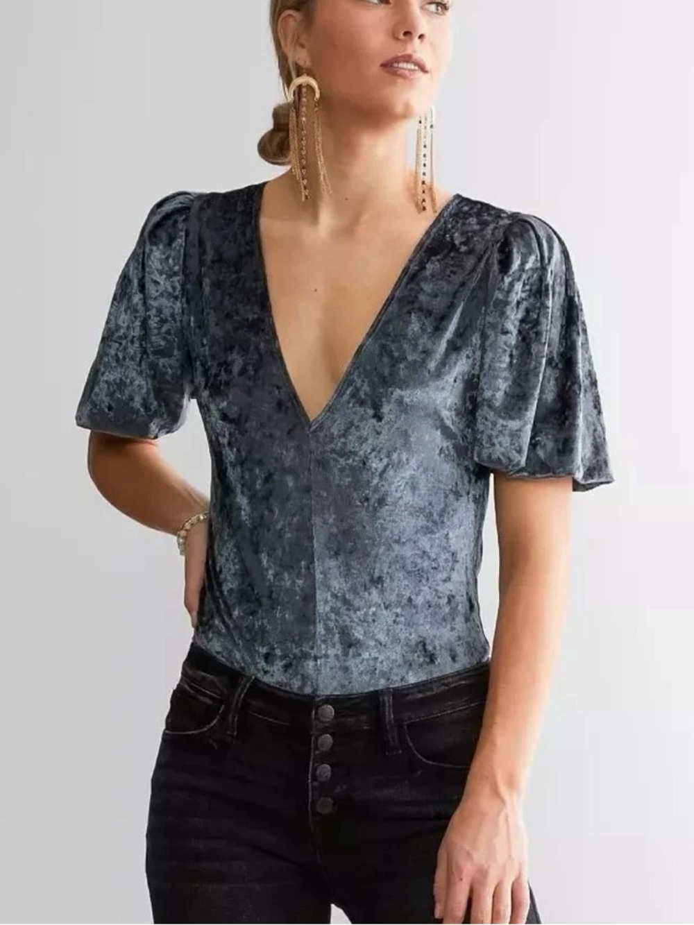 Free People Intimately Don’t You Wish Velvet Bodysuit XS / Romantic Bodycon